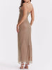 Cafe Au Lait Beaded Maxi Dress