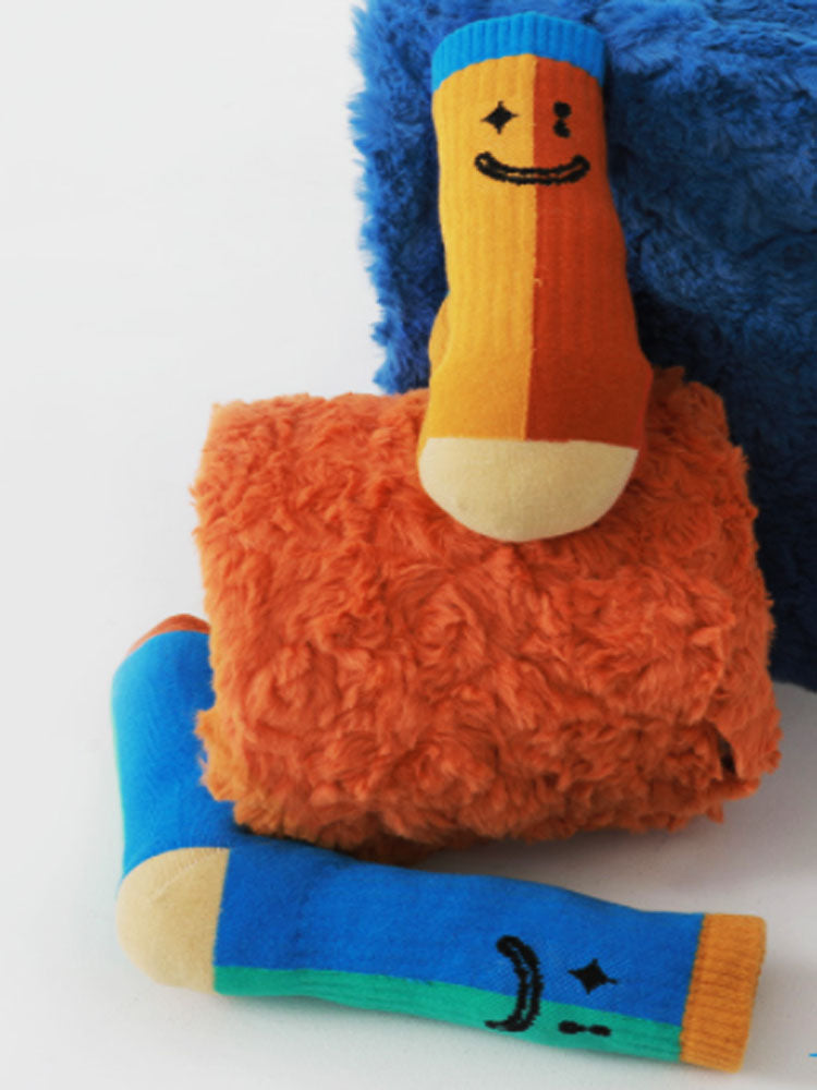 Color Block Asymmetrical Cotton Socks