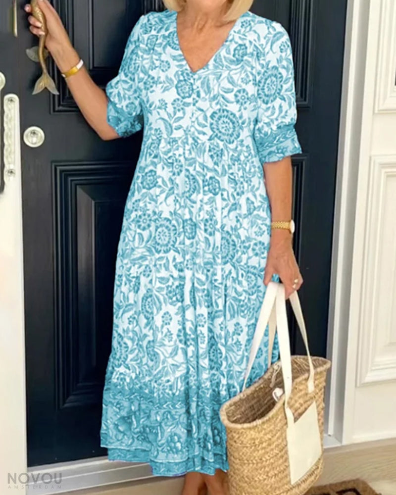 Mila™ | Elegant floral dress with V-neckline