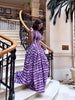 Purple Zigzag Print Maxi Dress