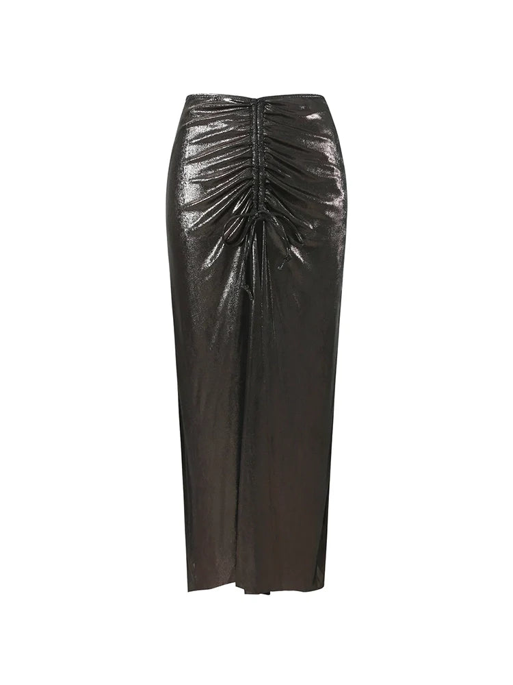 Pearl Cutout Swimsuit with Wrap Skirt Set