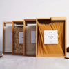 Wooden kitchen storage containers with clear front, airtight canisters for rice, pasta, cereal, and dry food organization