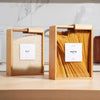 Wooden kitchen storage containers with clear front, airtight canisters for rice, pasta, cereal, and dry food organization