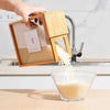 Wooden kitchen storage containers with clear front, airtight canisters for rice, pasta, cereal, and dry food organization