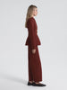 Burgundy Peplum Blazer and Trousers Set