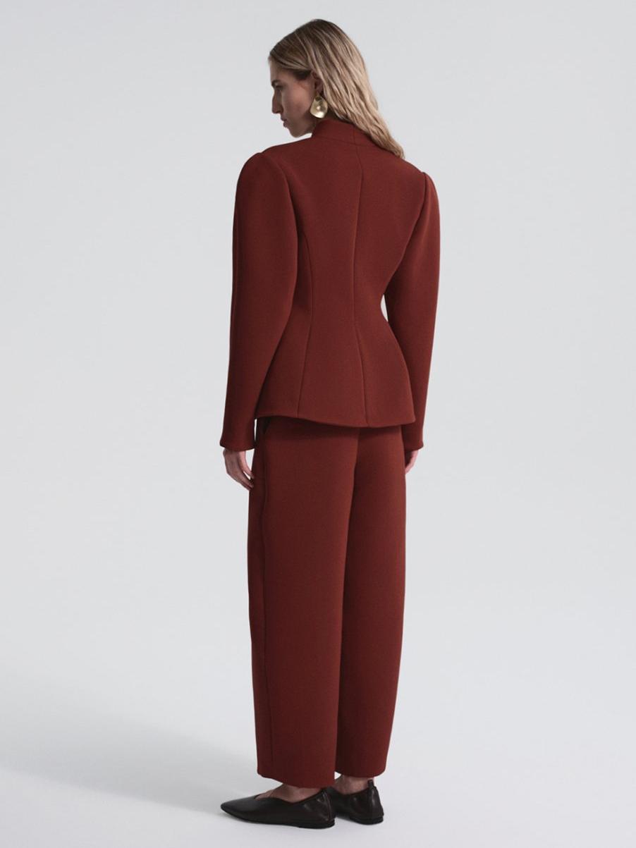 Burgundy Peplum Blazer and Trousers Set