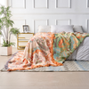 Colorful floral sofa throw blanket – bohemian cotton couch cover for living room decor