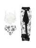 Floral Trim White Printed Bikini Set