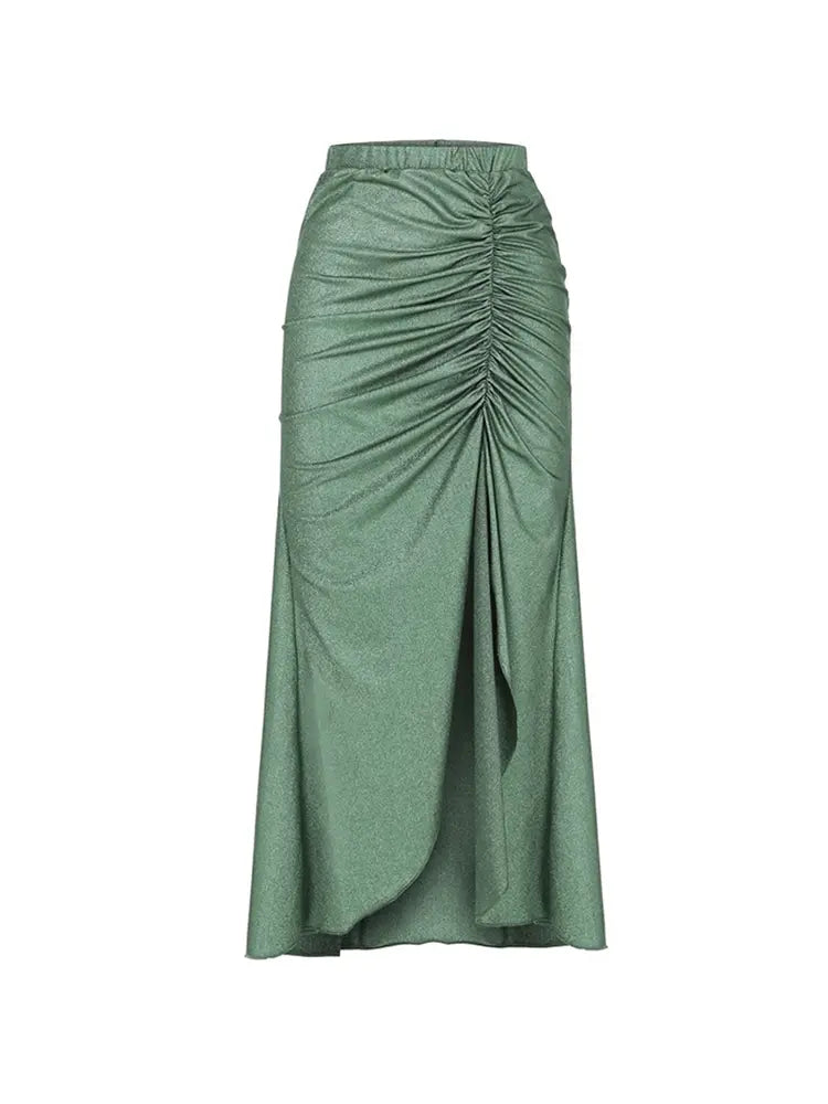 Morandi Green Colorblock High-Waist Swimsuit Set