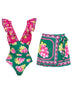 Ruffled Ruched One-Piece Short skirt Set