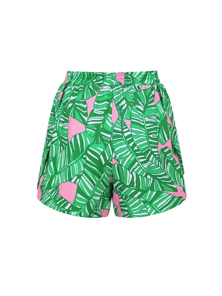 Green Ruffle Print One Piece Swimsuit