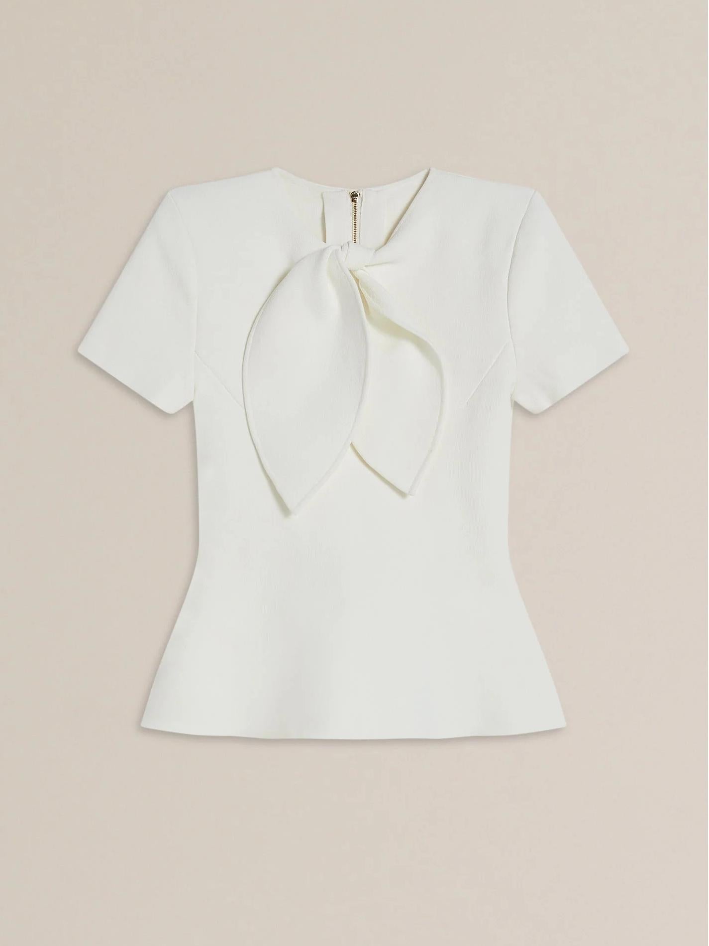 Crepe Knit Cravat Top & Pleated Suiting Maxi Skirt