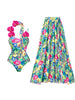 Orchid Strap Print Spaghetti Swimsuit Set