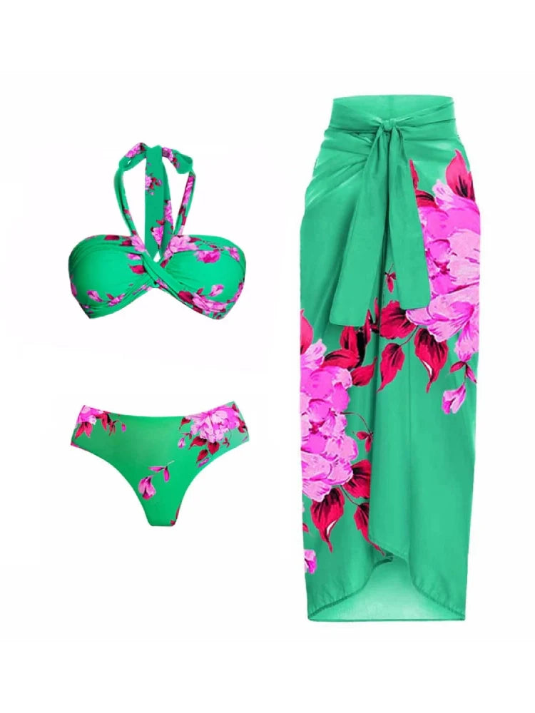 Halter Printed Sexy Bikini Set