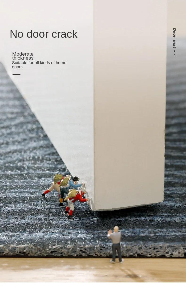 Non-slip gray doormat with curved line design, absorbent entryway rug for front door, hallway, or indoor outdoor use