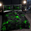 Black and red 3D geometric bedding set with duvet cover and pillowcases, modern luxury bedspread for contemporary bedroom decor