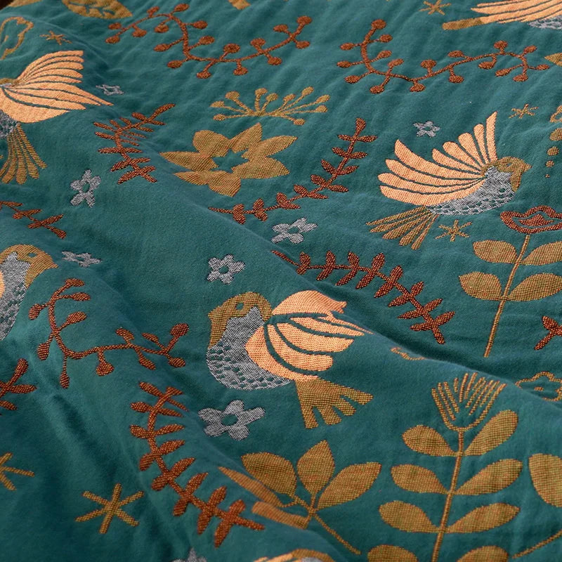 Reversible Scandinavian Bird Throw Blanket – Cozy & Versatile for Every Season