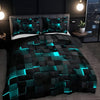 Black and red 3D geometric bedding set with duvet cover and pillowcases, modern luxury bedspread for contemporary bedroom decor