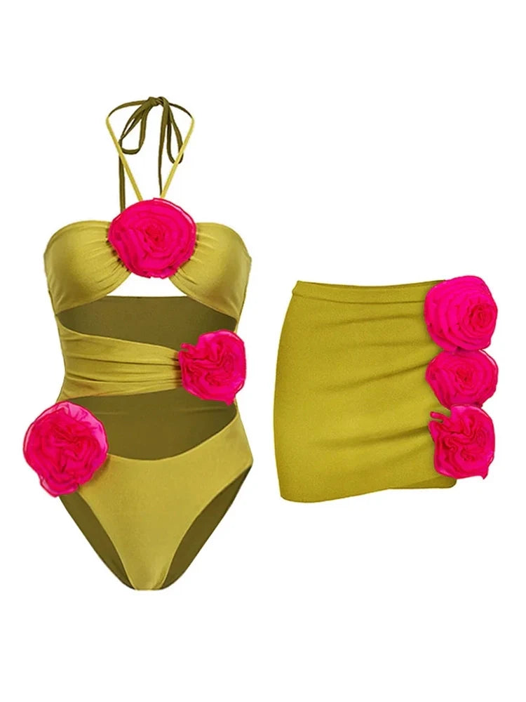 Floral Decor One-Piece Swimsuit