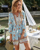 V-neck Printed Casual Bohemian Short Dress