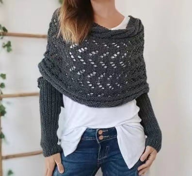 50% OFF | Zenina | Double sleeves shawl scarf