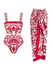 Ethnic Print One-Piece Swimsuit Set