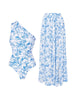 Fresh Floral One-Shoulder Blue Set