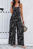 Printed Wide Strap Jumpsuit with Pockets