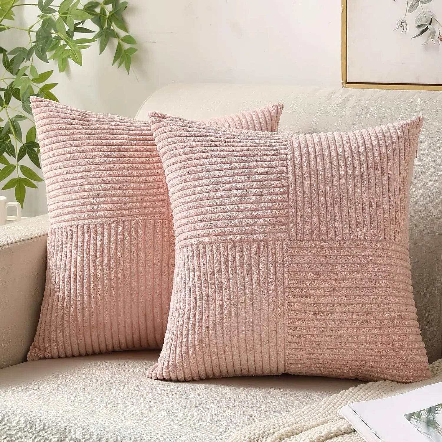 Cushion Cover Set Made of Soft Cord for Elegance and Comfort