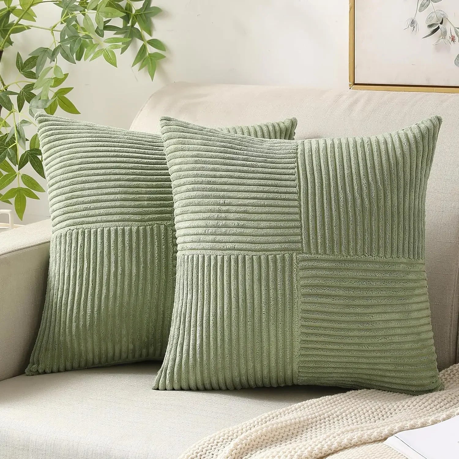 Cushion Cover Set Made of Soft Cord for Elegance and Comfort