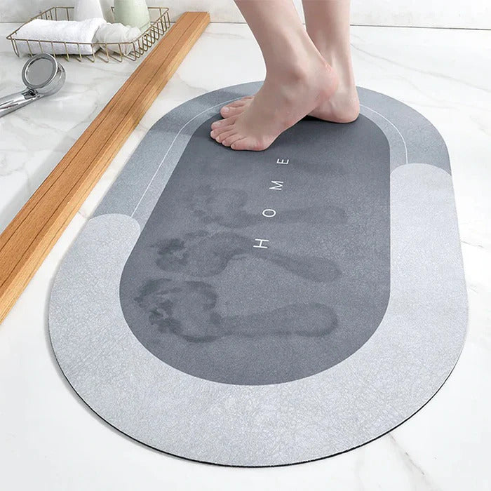Anti-slip absorbent bath mat – quick-dry oval bathroom floor rug for shower and bathtub safety