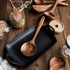 Set of handmade wooden cooking utensils – natural teak kitchen spoons and spatulas for non-stick cookware