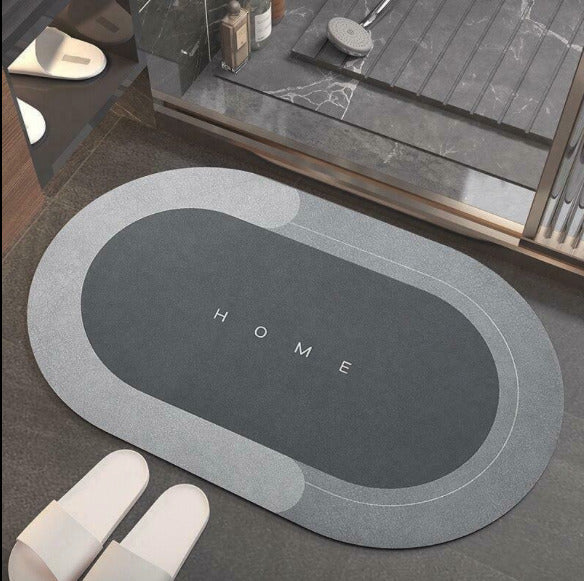 Anti-slip absorbent bath mat – quick-dry oval bathroom floor rug for shower and bathtub safety