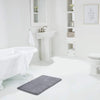 Grey memory foam bathroom floor mat, soft absorbent non-slip bath rug for shower and tub area