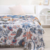 Colorful floral throw blanket with bohemian design – soft woven bedspread for couch or bedroom decor