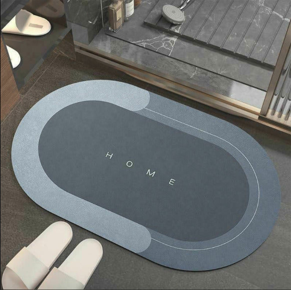 Anti-slip absorbent bath mat – quick-dry oval bathroom floor rug for shower and bathtub safety
