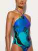 Print Cross-Strap Swimsuit & Wrap Skirt
