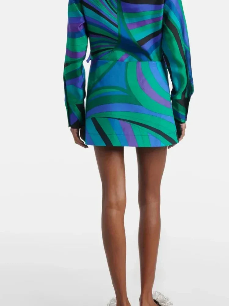 Print Cross-Strap Swimsuit & Wrap Skirt