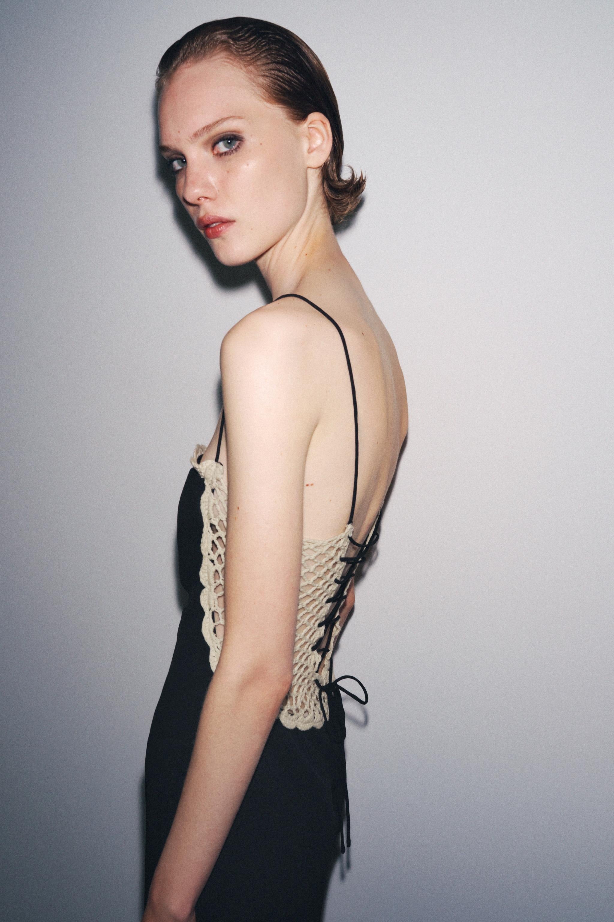 Crochet Combo Backless Cami Dress