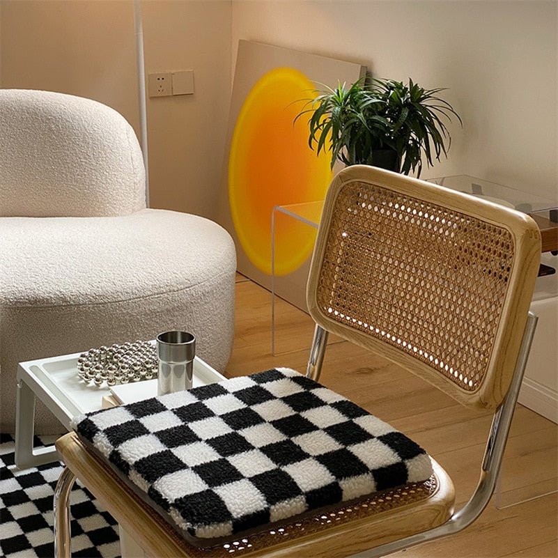 Checkerboard Memory Foam Seat Cushion – Stylish & Comfortable for Home, Office & Car