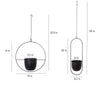 Set of modern hanging metal planters with geometric frames, indoor wall plant holders for home and balcony decor