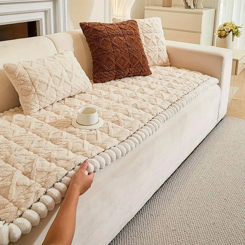 Snuggle Sherpa Plush Sofa Protector Cover