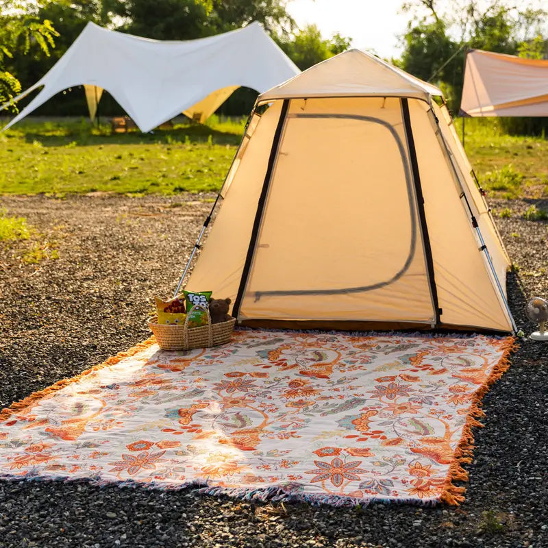 Colorful floral sofa throw blanket – bohemian cotton couch cover for living room decor