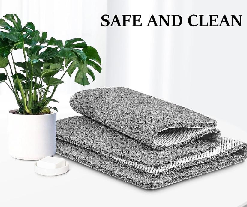 Grey non-slip shower mat – quick-dry water-draining bathroom floor mat for safety and comfort