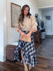 Crop Knit Sweater & Plaid Skirt Set