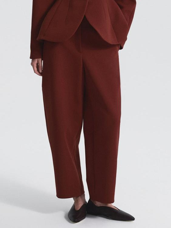 Burgundy Peplum Blazer and Trousers Set
